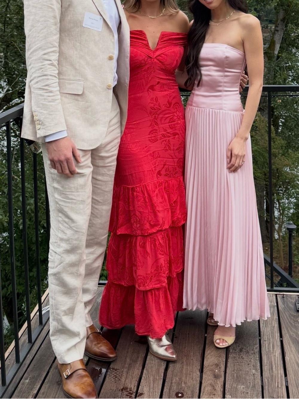 Abercrombie & Fitch Strapless Pink Pleated Maxi Dress